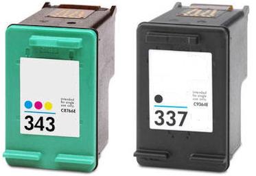 Remanufactured HP 337 (C9364EE) High Capacity Black and HP 343 (C8766EE) High Capacity Colour Ink Cartridges